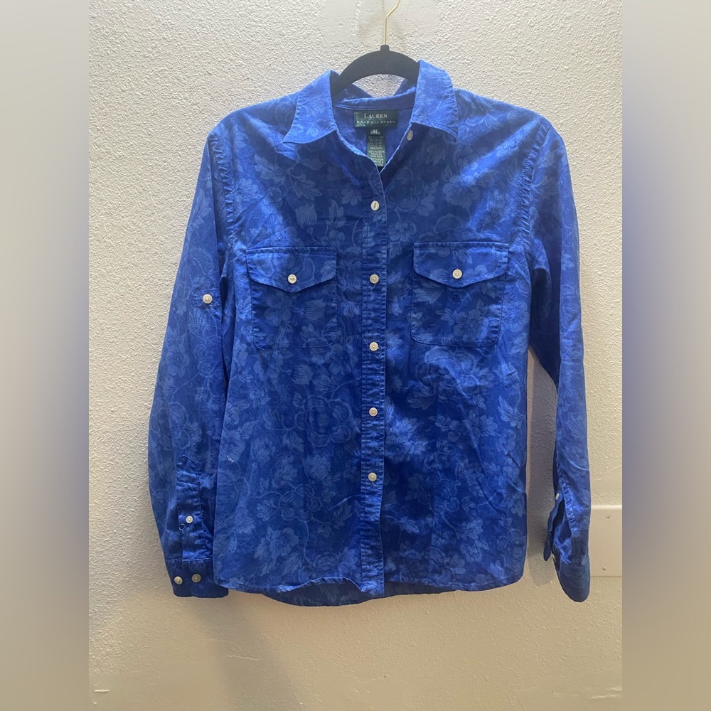 Lauren Ralph Lauren Blue Floral Button-Down Shirt